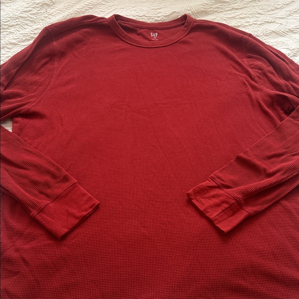 GAP Men's Rich Red Long Sleeve Tee